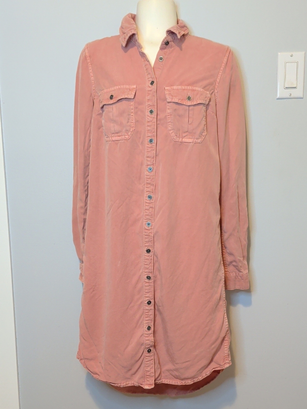 Parasuco Salmon Coloured Button-Up Shirt Dress